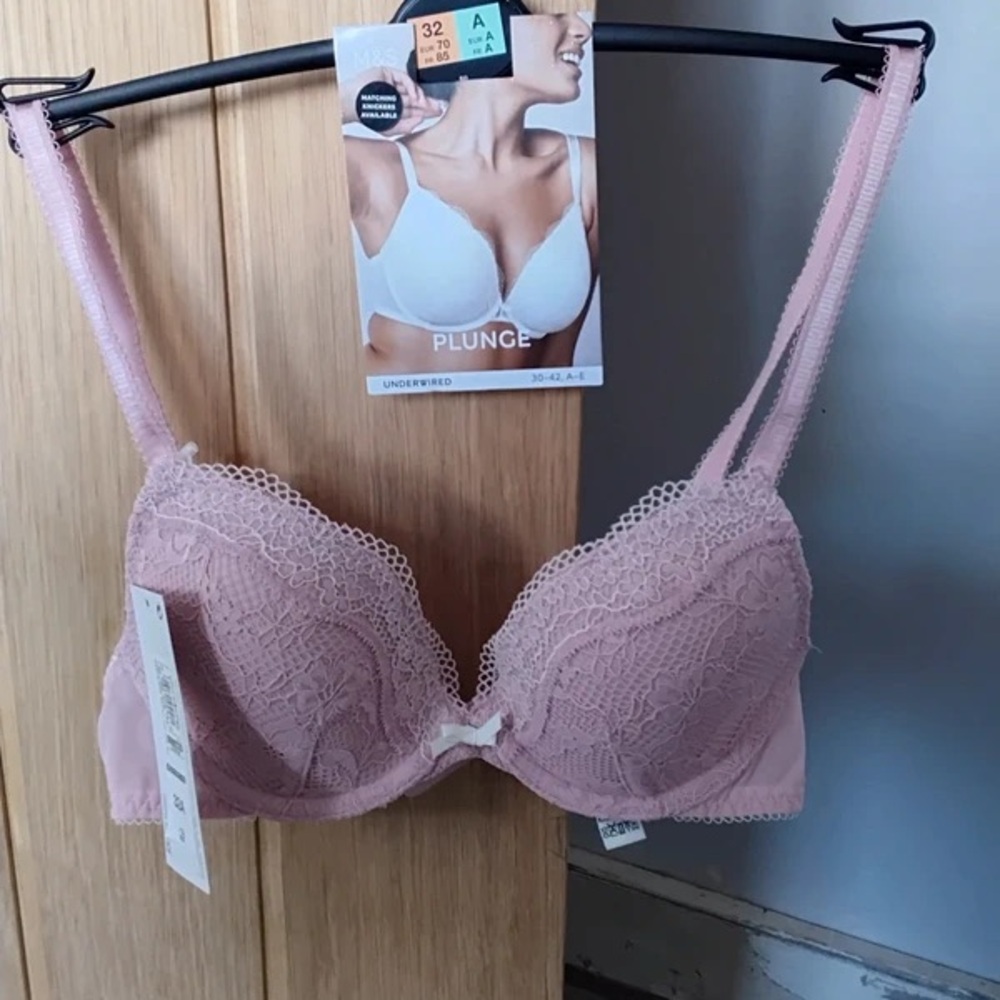 Plunge Lace Push-Up Bra - Blush Pink